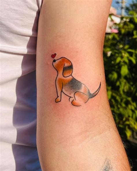 dog outline tattoo|minimalist beagle outline tattoo.